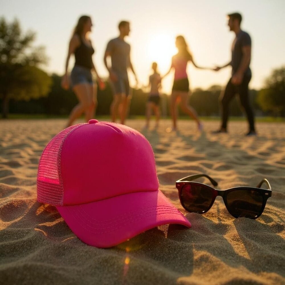 Adjustable Unisex Hot Pink Mesh Trucker Hat (SKU#0465)